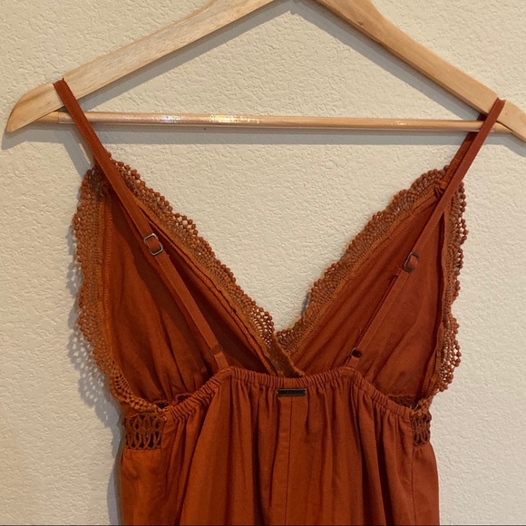 Lace and Lies Terra Cotta Crochet Lace Jumpsuit - Picture 12 of 14